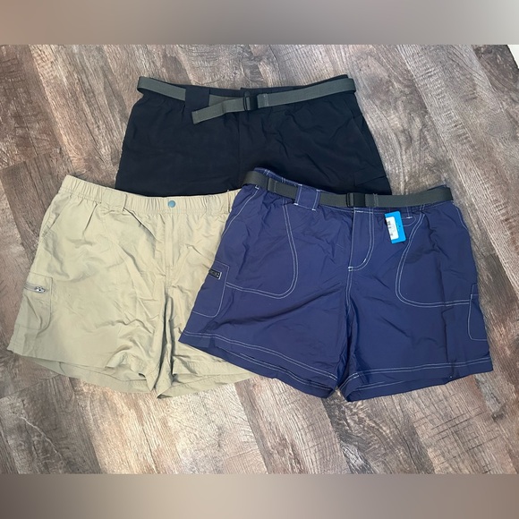 Columbia Pants - BUNDLE Columbia Sandy River Cargo Shorts Belted Size Large Navy Black Khaki